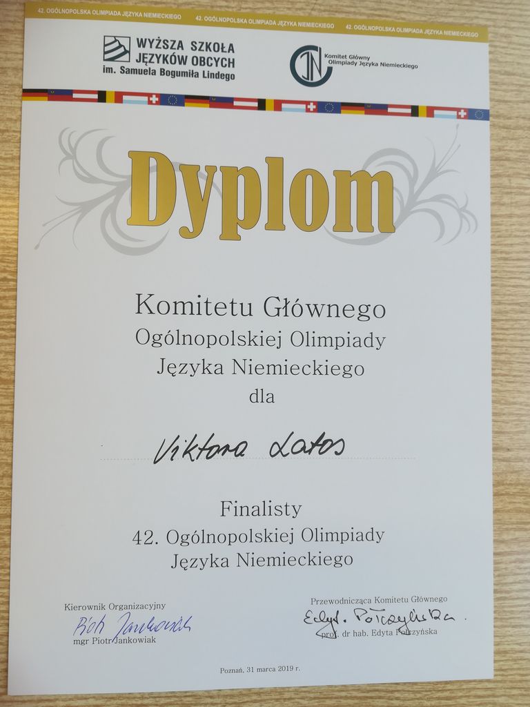 Finał 42 Olimpiady Języka Niemieckiego