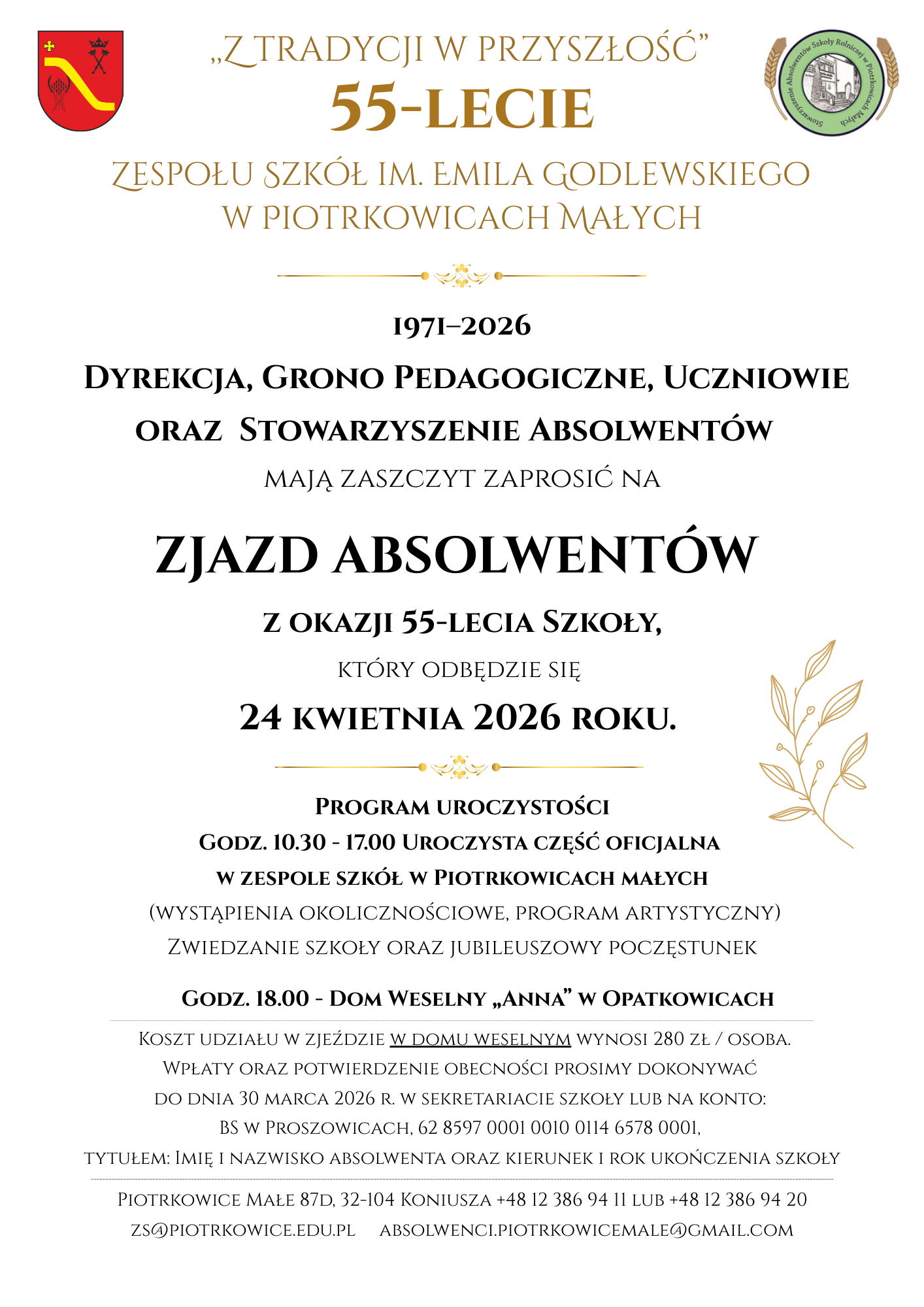 55-lecie Zespołu Szkół im. Emila Godlewskiego w Piotrkowicach Małych